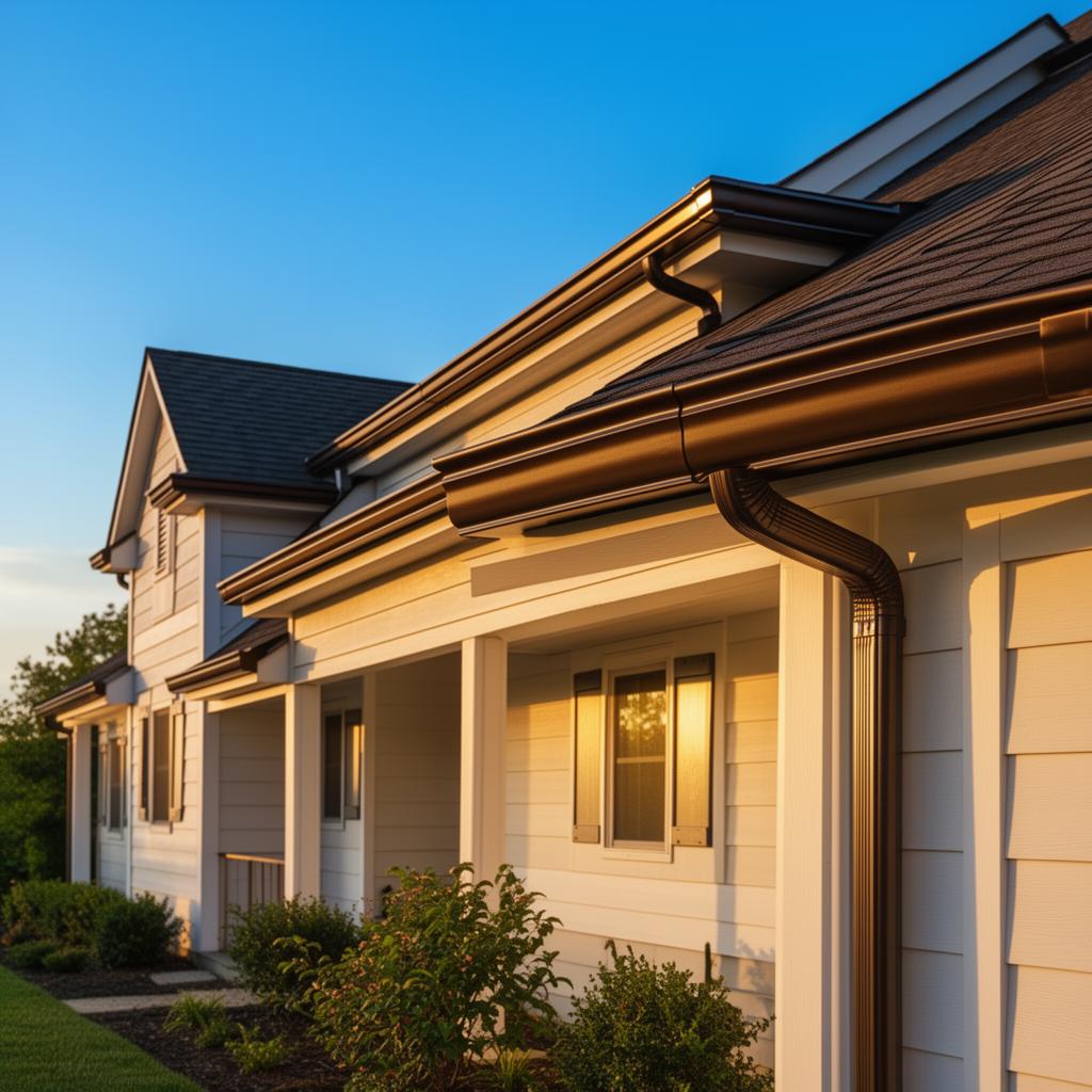 Dark bronze gutters on suburban home
