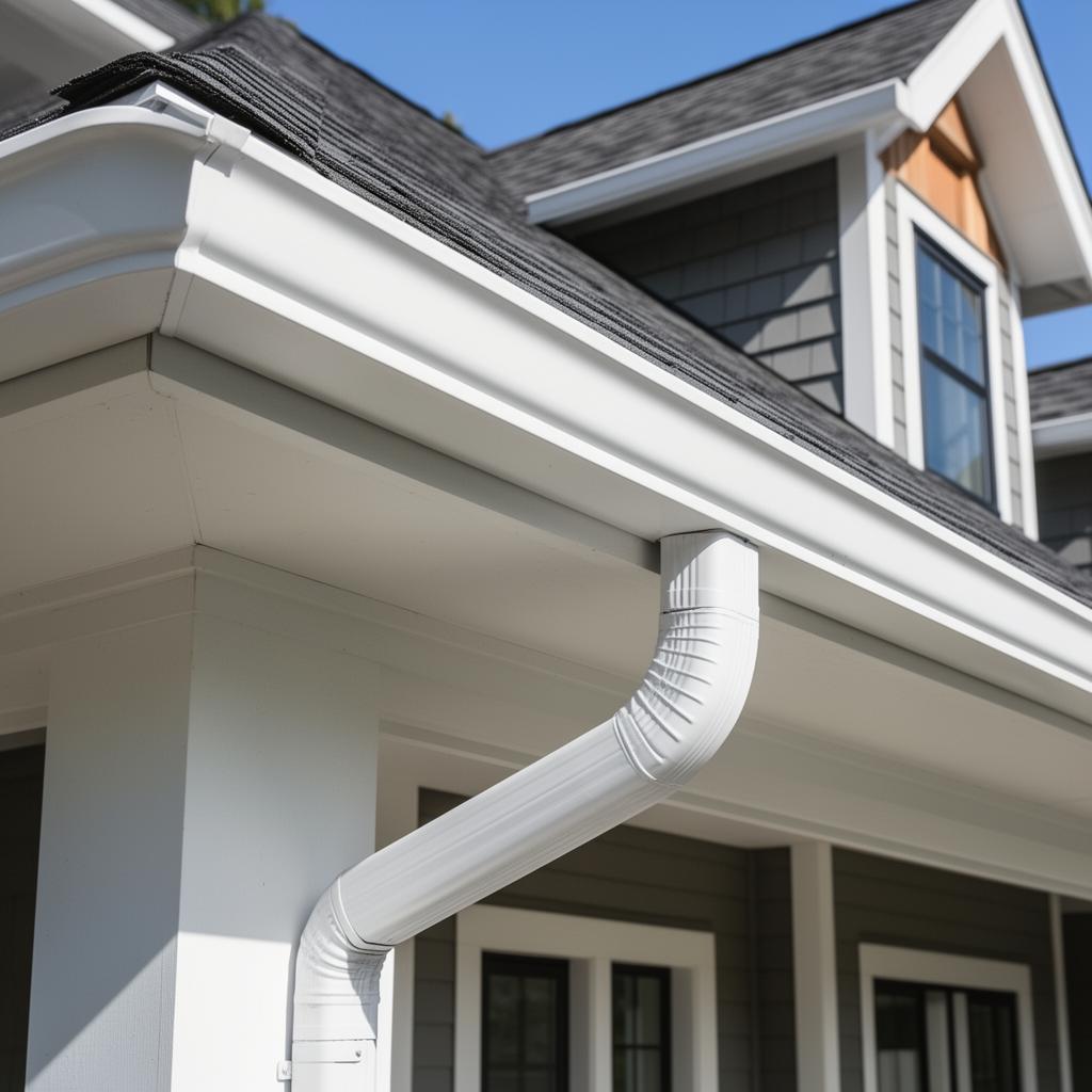 White seamless gutters on craftsman home